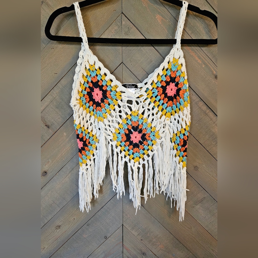 ViViD White and Yellow Crochet Shawl